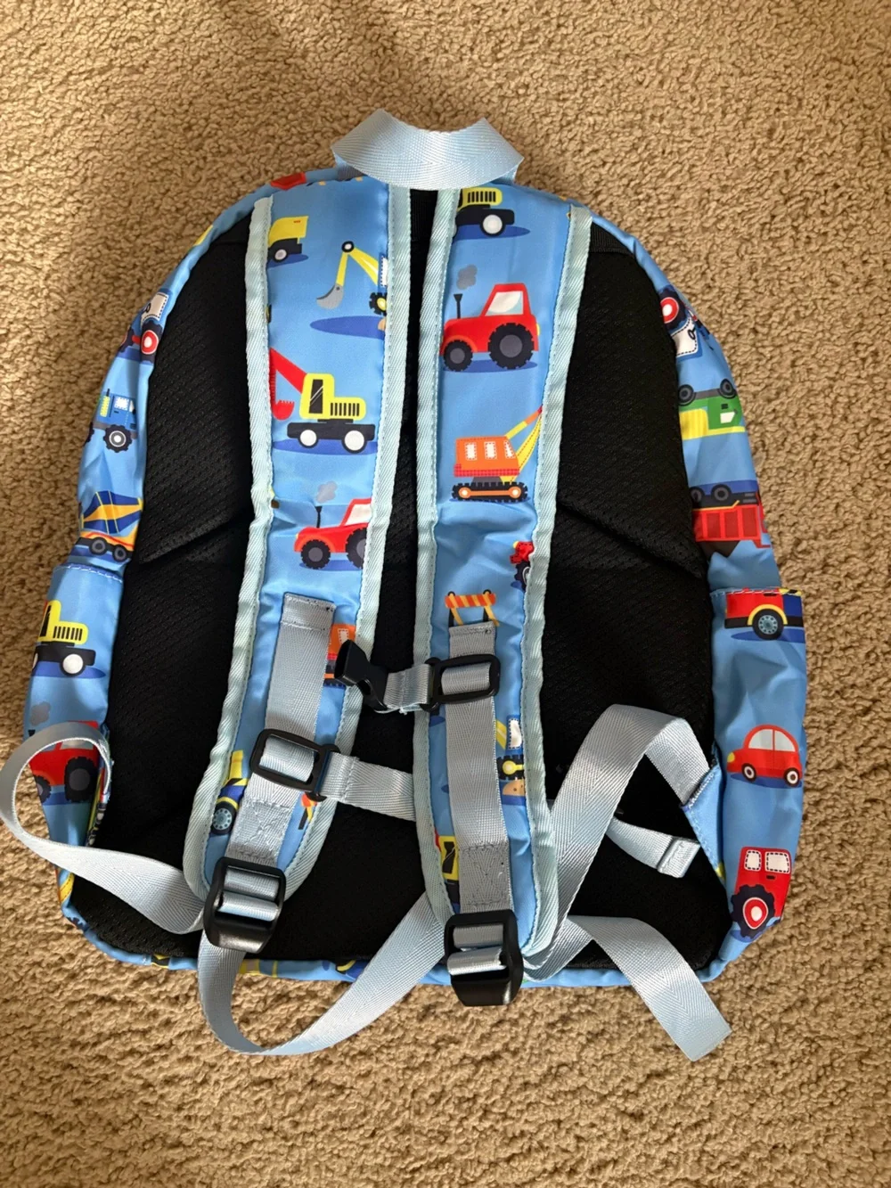 Kids Blue Construction Vehicles Backpack